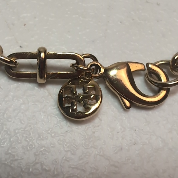 Tory Burch Horn and Serpent Pendant Necklace 29" Long Gold Tone & Cream - Picture 8 of 12